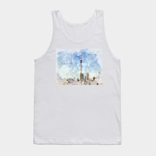 Toronto Canada waterfront skyline watercolor Tank Top